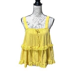 Anthropologie Yellow Baby Doll Tank Top Size Medium
